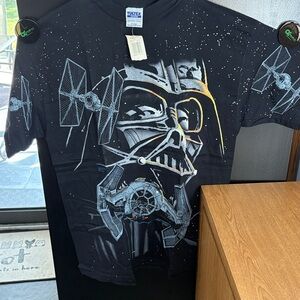 Tultex Black Star Wars T-Shirt with Darth Vader and TIE Fighters XL never worn